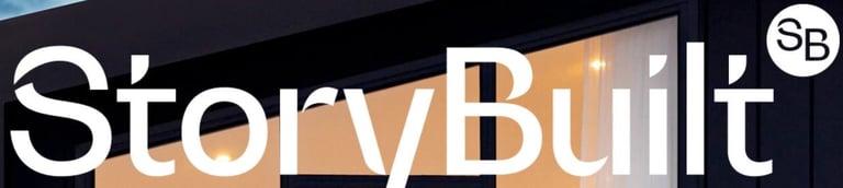 a sign that says story built on the outside of a building