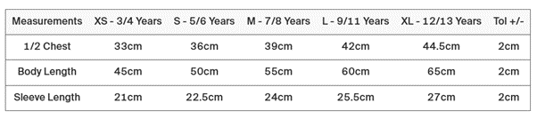 Kids T Sizing