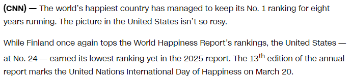 Finland world"s happiest country