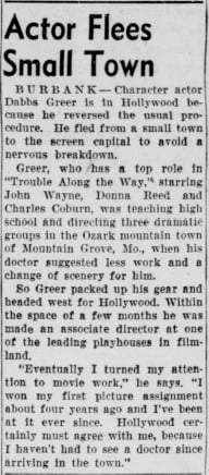 Dabbs Greer - Actor Flees Small Town