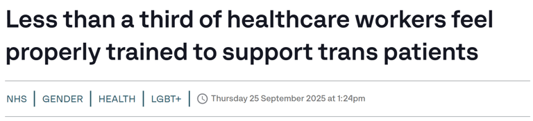 Less than a third of healthcare workers feel properly trained to support trans patients