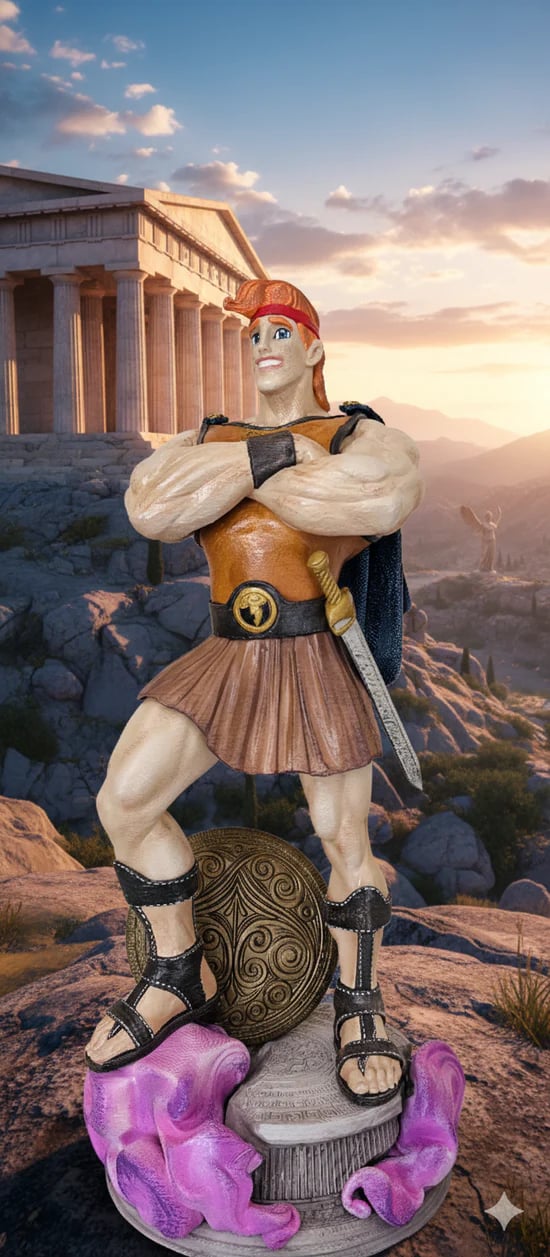 Disney's Hercules figurine with shield and sword