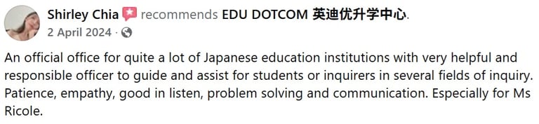Five star student review for EDU DOTCOM on Google and Facebook