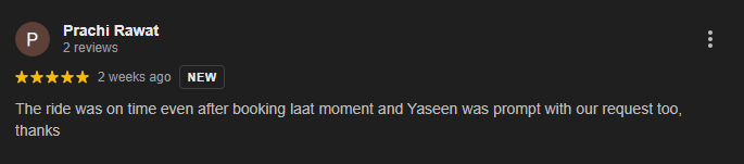 5star feedback to Alfala taxi service goa