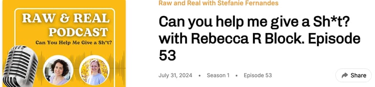 Screnshot of the raw & real podcast with Rebecca Block
