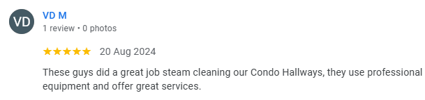 McMurray Steam Cleaning Services client review