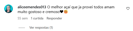 Cliente demonstrando satisfação na compra dos produtos da Açaí Mais Brasil 