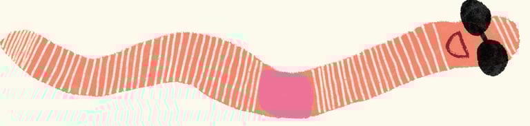 Earthworm wearing sunglasses illustration from Darwin's Super-Pooping Worm Spectacular