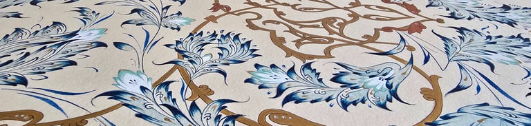 a large rug with a large floral pattern on it