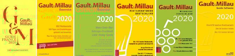 a series of four different colored Gault Millau 2020