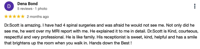 five star review from a patient #1