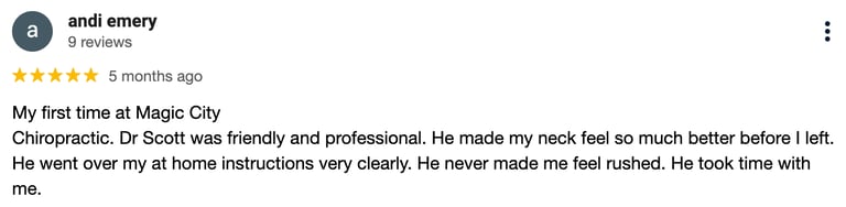 five star review from a patient #3