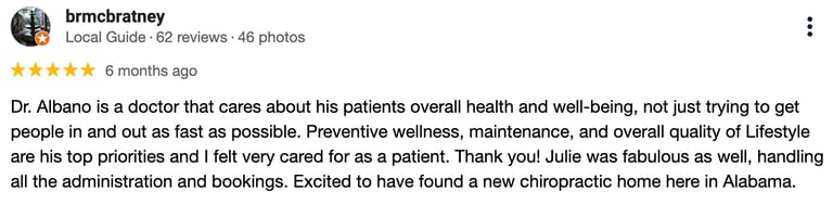 five star review from a patient #2