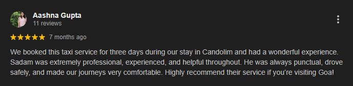 Clint says alfalas is best candolim taxi service provider