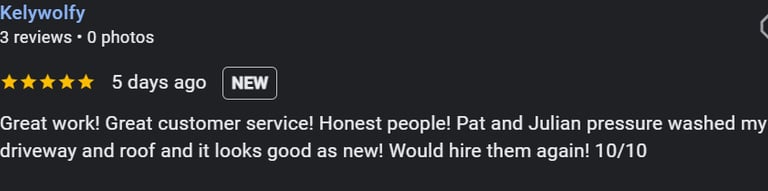 five star review pressure washing