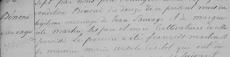 Birth of Bénoni Sauvage