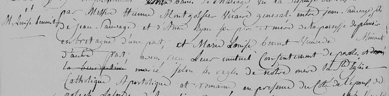 Marriage of Jans Sauvage & Marie Louise Benoit