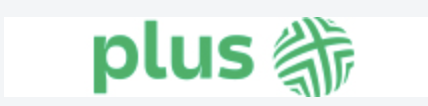 a green and white logo with the word plus