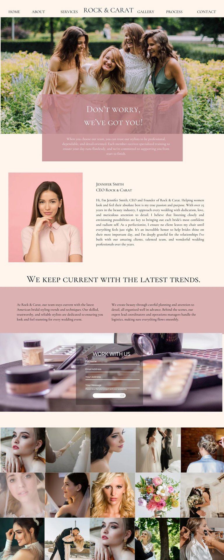 Web Design for wedding professionals. About web page for bridal make-up artists, hair dressers and bridal beauticians. luxury