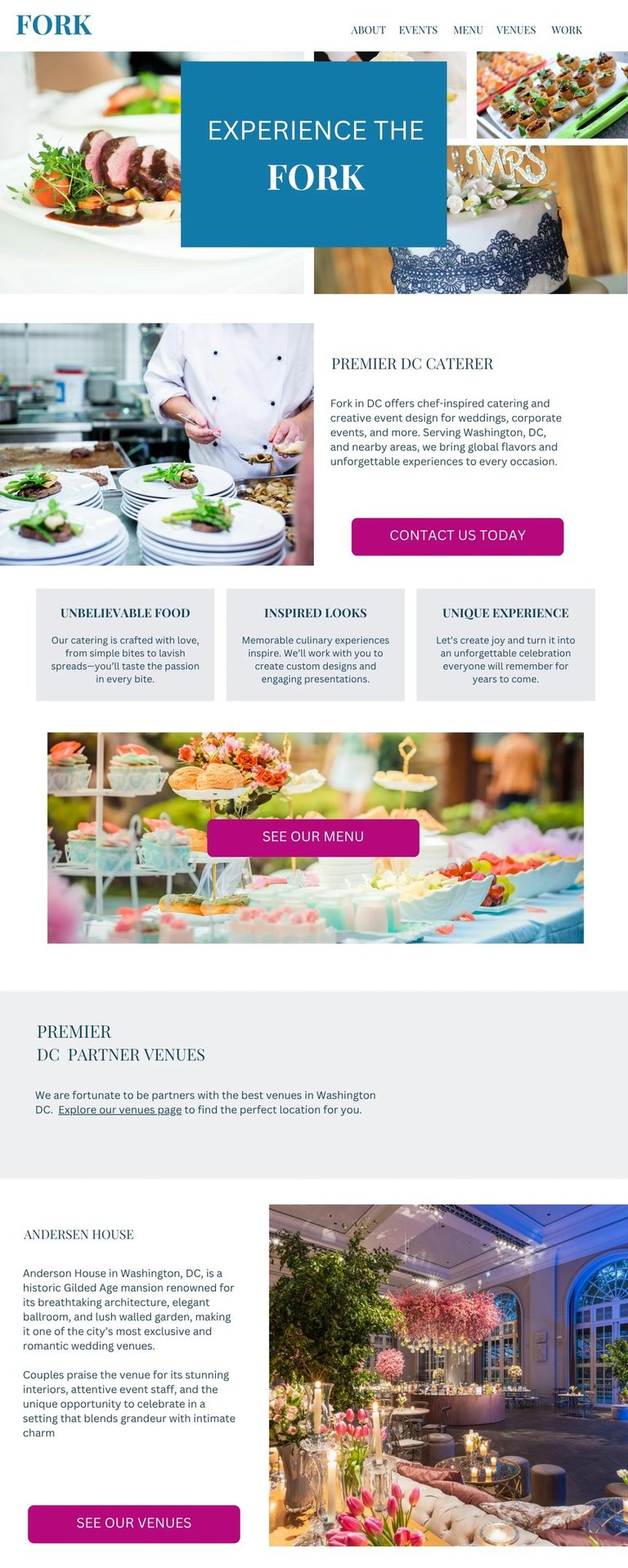 luxury web design for wedding professionals: wedding caterers, wedding and event venues