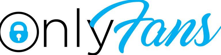 The word onlyfans in blue and black a blue lock inside the Fans is in script only is not