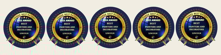 Five award badges that recognise our company's Three Best Rated status, 2022 to 2026.