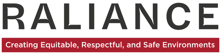 all text logo Raliance creating equitable, respectful, and save environemnt