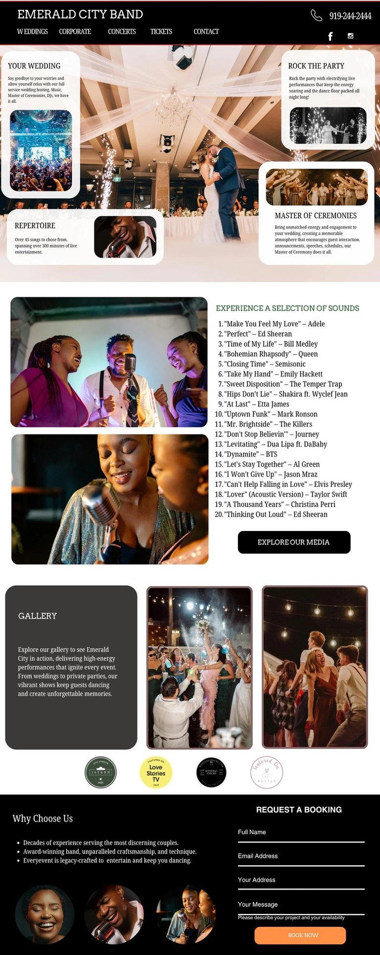 luxury web design for wedding professionals: wedding bands, djs and musicians
