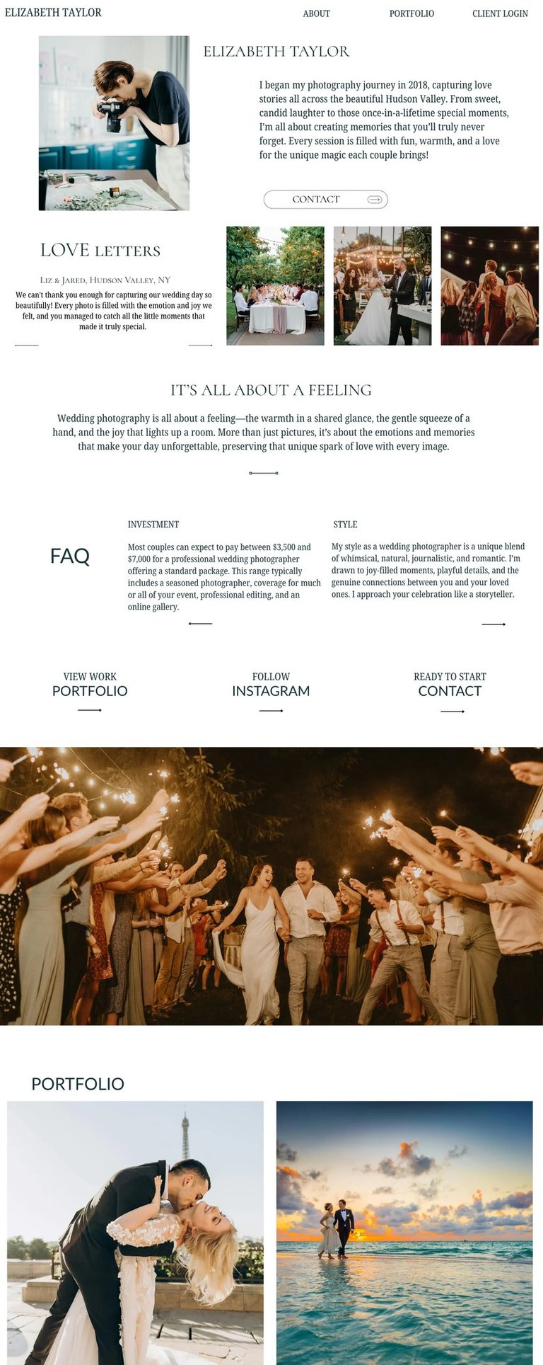 luxury web design for wedding professionals: wedding photographers and videographers