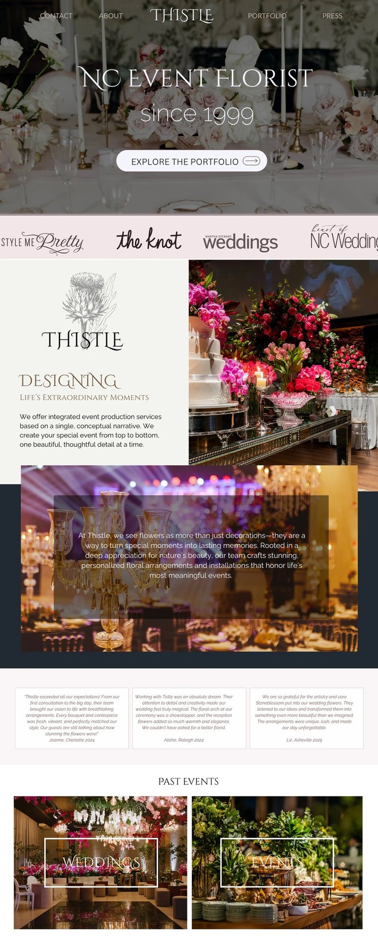 luxury web design for wedding professionals: wedding floral designers, florists and event decorators