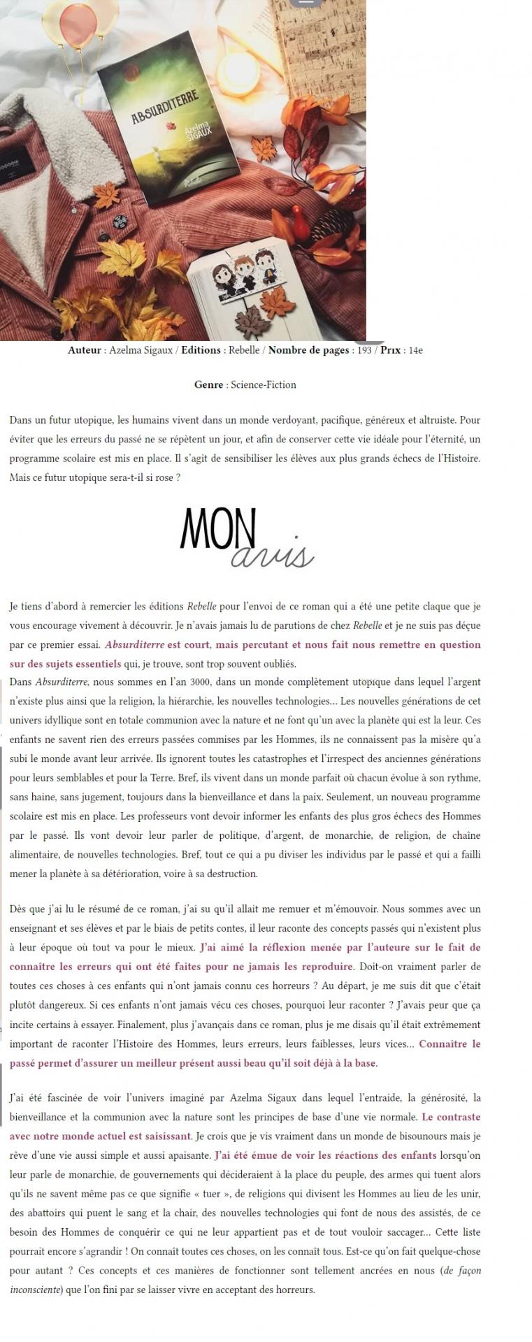 chronique marion reading books livre absurditerre azelma sigaux partie 1