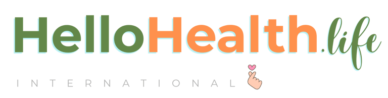 HelloHealth.life International logo with green and orange text and a heart hand gesture icon.