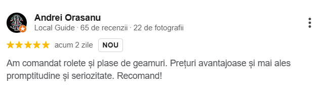 Parere client plase tantari tip plisse instalare la domiciliu Ilfov Sev Home