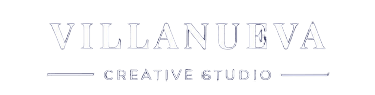 Logotipo de Villanueva Creative Studio con tipografía serif minimalista y líneas finas