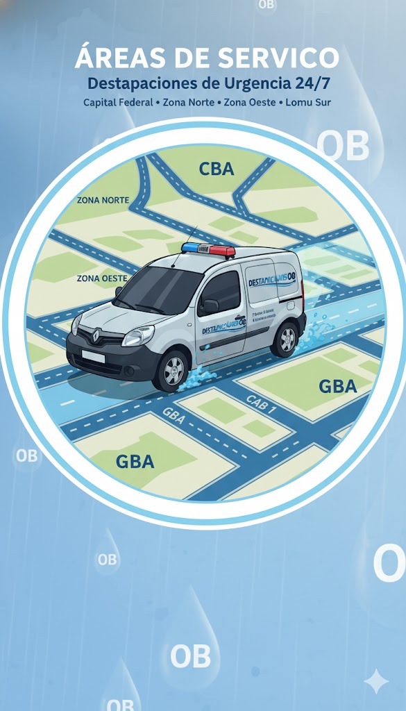 mapa con camioneta de destapaciones OB yenfo a una urgencia