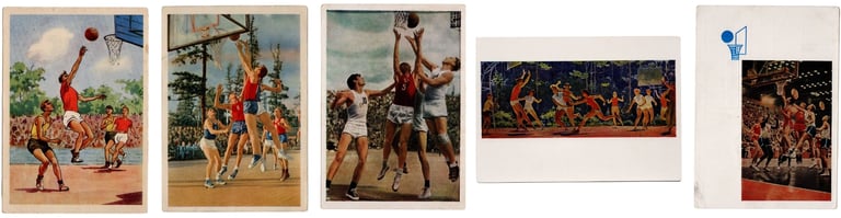 Illustrated Soviet Union Russian Postcards Basketball Sports
