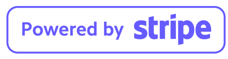 Powered by Stripe logo badge for secure online payment processing.