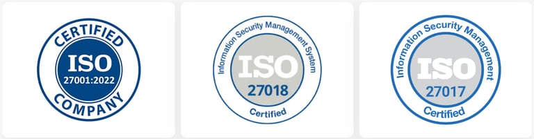 ISO 27017, ISO 27018, AND ISO 27001-2022 COMPLIANT BADGES