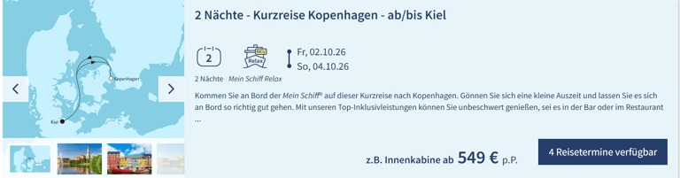 Mein Schiff Deal - Kiel nach Kopenhagen