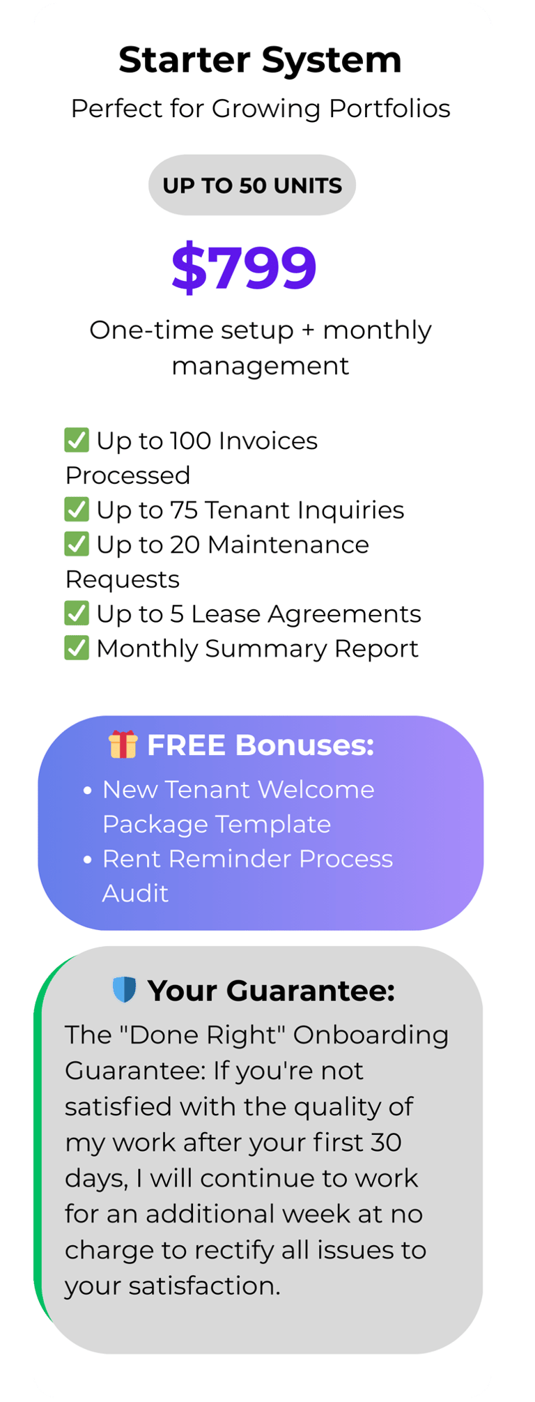 Starter System property management virtual assistant package $799