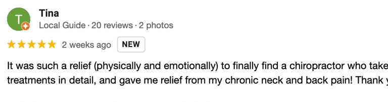 five star review from a patient #8