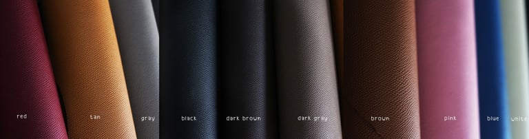 a variety of different colored Epsom leather, leather