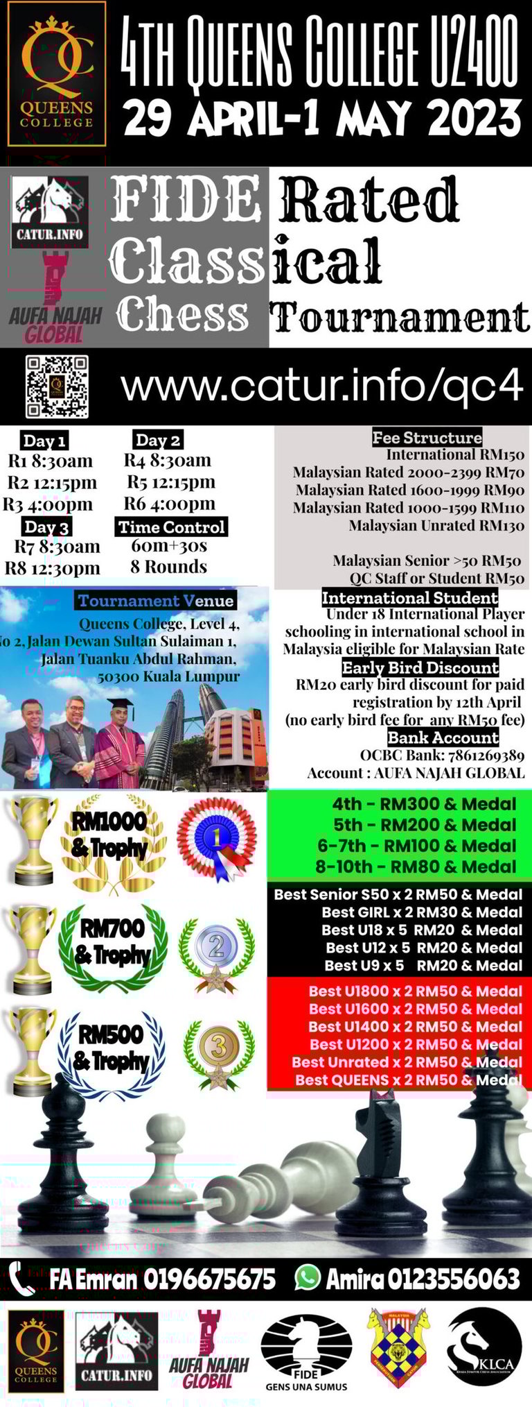 4th Queens College U2400 FIDE Classical. Malaysia Chess. Chess Clicks
