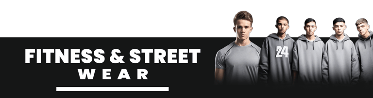 a group of men in grey shirts and black pants with the words fitness and fitness