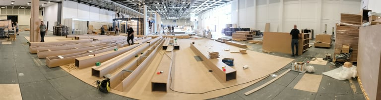 stand setup process in ifa berlin exhibitiom at messe berlin germany