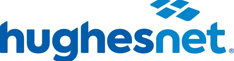 Official blue Hughesnet logo for satellite internet service provider.