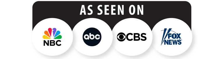 Logo that reads "as seen on fox, abc, nbc and cbs".