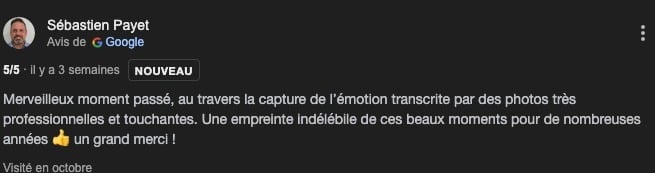 photo d'un Avis google rédigé 