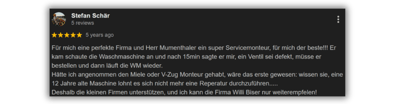 5-Sterne Google Rezension