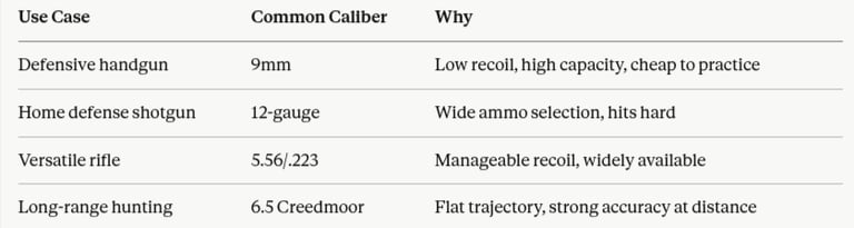 gun type comparison chart